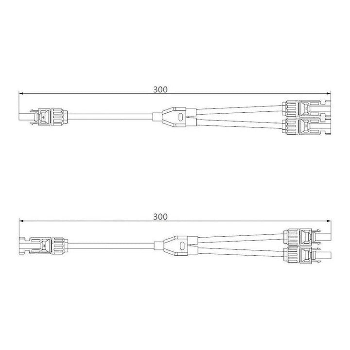 Finch 2 To 1 Y MC4 Solar Panel Cable Connectors Male and Female IP67 Pair FIN-SOLMC4Y