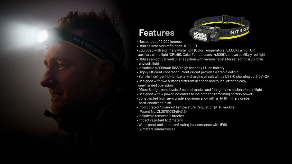 Nitecore HC65 UHE USB-C Rechargeable Headlamp Black HC65UHE