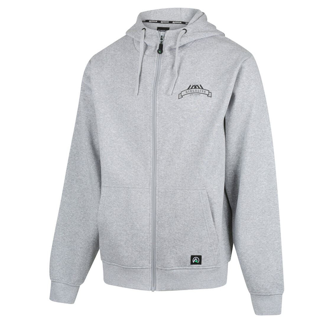 RIDGELINE IMPACT RECYCLED ZIP FRONT HOODED FLEECE GREY MARLE S - RLCFJIRGM