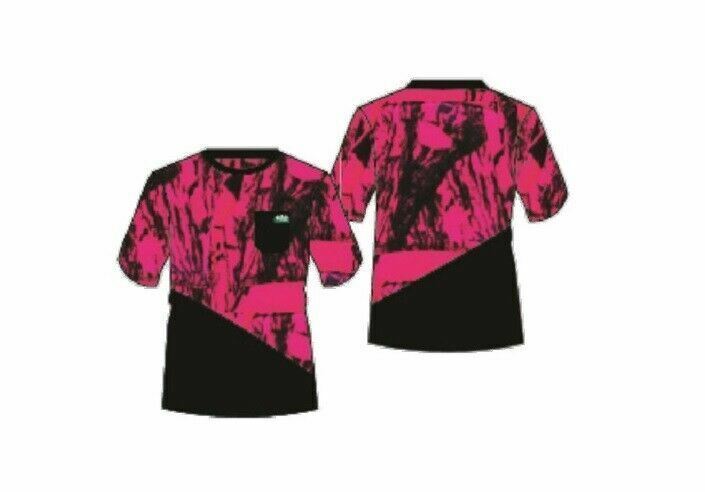 RIDGELINE KIDS SPLICED TEE HYPER PINK CAMO/BLACK 16 YR - RLKTSSHPXB16