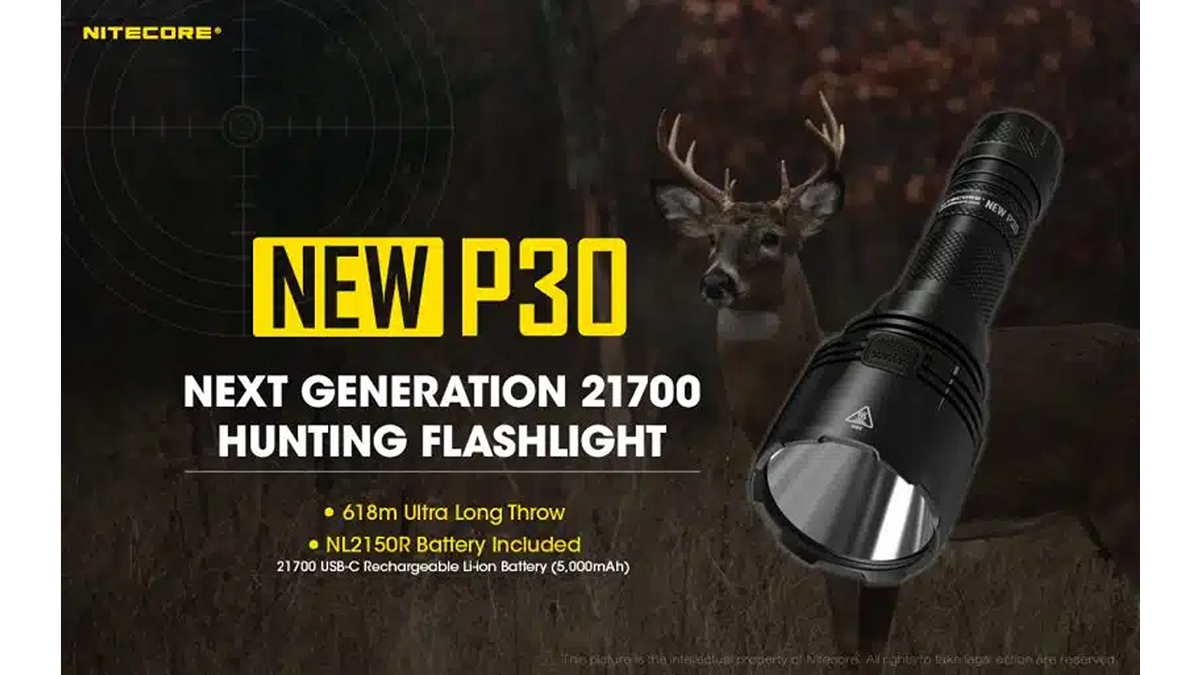 Nitecore P30 (New) 1000 Lumen High Power Long-Range Hunting Flashlight Kit P30NEWHUNTKIT