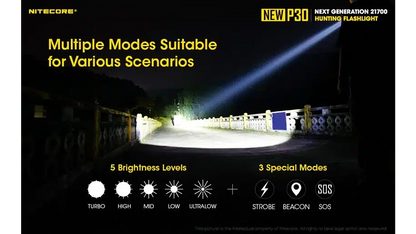 Nitecore P30 (New) 1000 Lumen High Power Long-Range Hunting Flashlight Kit P30NEWHUNTKIT