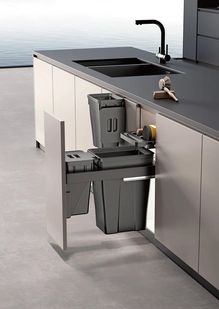 Belgique Kitchen Pull Out Dual Bin 18L + 6L Black CCA-BC300A