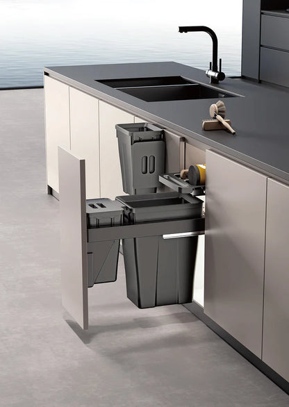 Belgique Kitchen Pull Out Dual Bin 18L + 6L Black CCA-BC300A