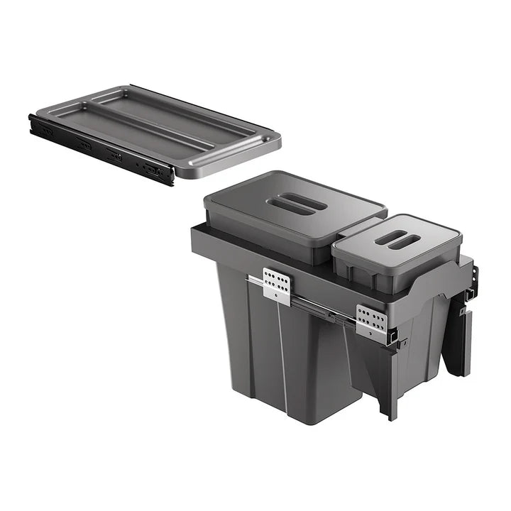 Belgique Kitchen Pull Out Dual Bin 18L + 6L Black CCA-BC300A