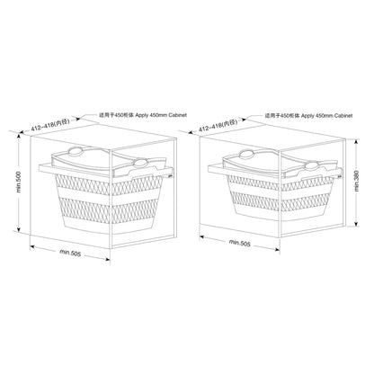 Belgique Laundry Pull Out Basket Bin 45L White CCA-BY450