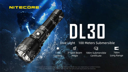 Nitecore DL30 1100 Lumen Rechargeable Dive Light DL30