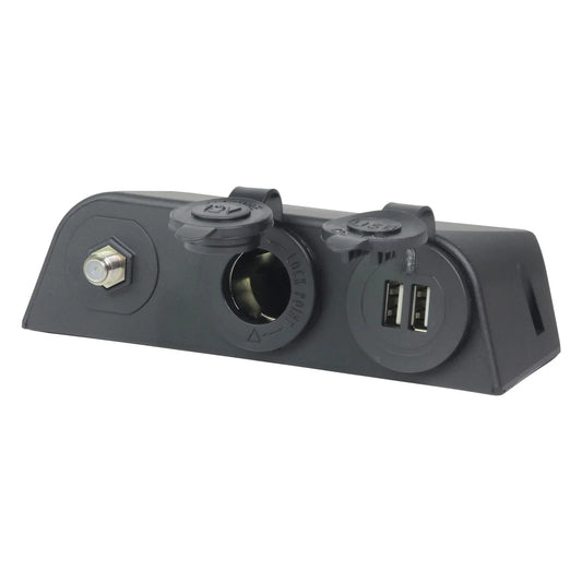 Finch 12v Accessory Socket USB & TV Antenna Port Surface Mount Black FIN-PBB520B