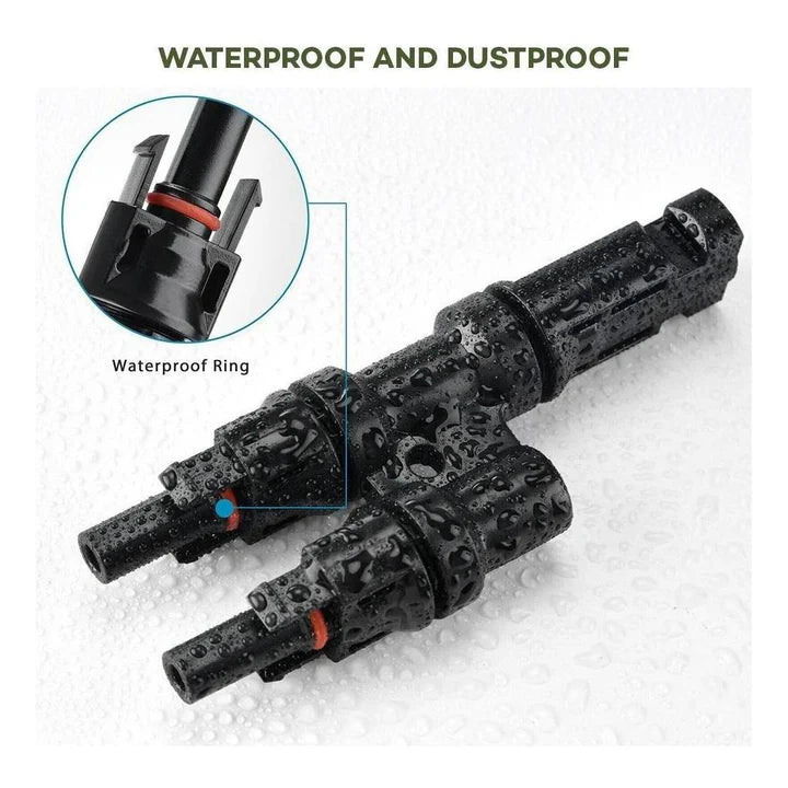 Finch 2 To 1 T Branch MC4 Solar Panel Cable Connectors Male and Female IP67 Pair VendorFinch FIN-SOLMC4T