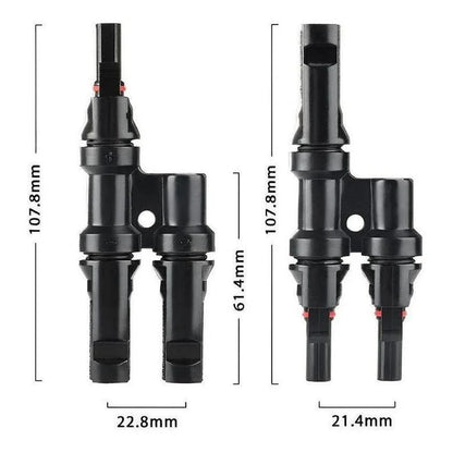 Finch 2 To 1 T Branch MC4 Solar Panel Cable Connectors Male and Female IP67 Pair VendorFinch FIN-SOLMC4T