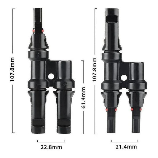 Finch 2 To 1 T Branch MC4 Solar Panel Cable Connectors Male and Female IP67 Pair VendorFinch FIN-SOLMC4T
