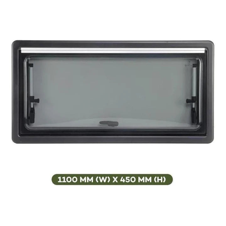 Finch Double Glazed Acrylic Window 1100 x 450 With Blind and Fly Screen FIN-RW1100450