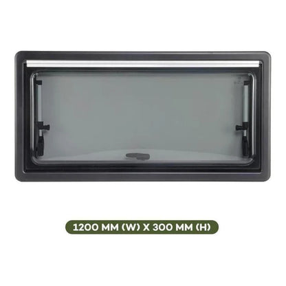 Finch Double Glazed Acrylic Window 1200 x 300 With Blind and Fly Screen FIN-RW1200300