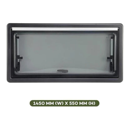 Finch Double Glazed Acrylic Window 1450 x 550 With Blind and Fly Screen FIN-RW1450550