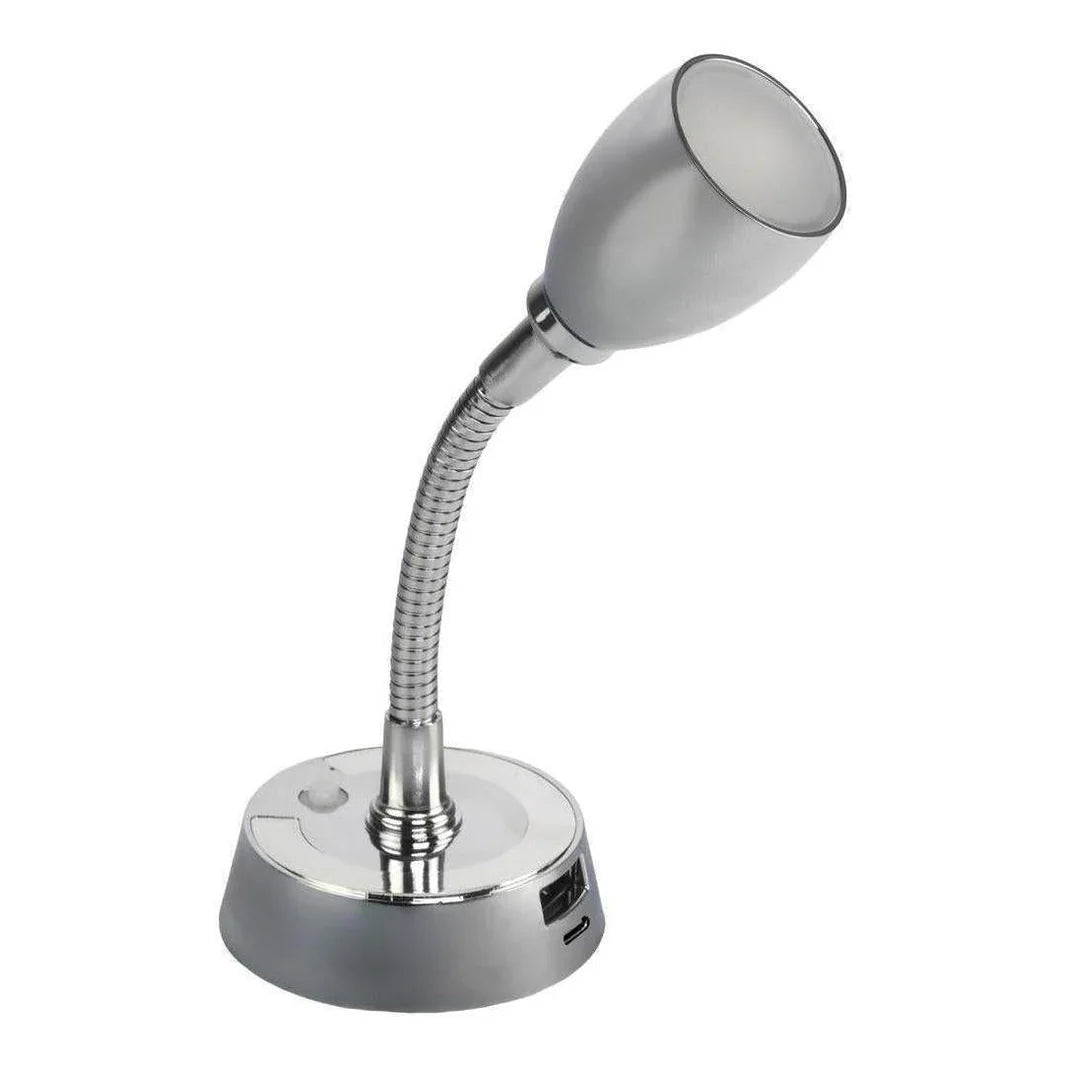 Finch LED 12V Reading Light with USB Port Chrome  FIN-202795E