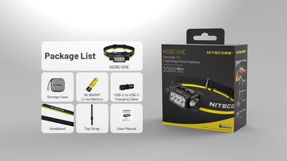 Nitecore HC65 UHE USB-C Rechargeable Headlamp Black HC65UHE