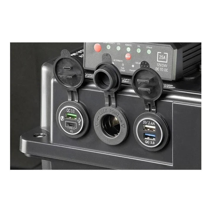 Kong 12V Battery Box Power Station With 25 Amp DC-DC Charger IP66 KNG-BB1001