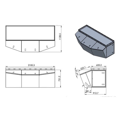 Kong Black Aluminium Monster Tool Box 4 Compartments 2100x1159x830mm KNG-TBM1001