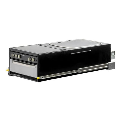 Kong Slide Out Kitchen 1200 x 500mm inc Thetford K1540 Mini Grill / MK3 Argent Sink - Black Vendor KNG-SOK1001B