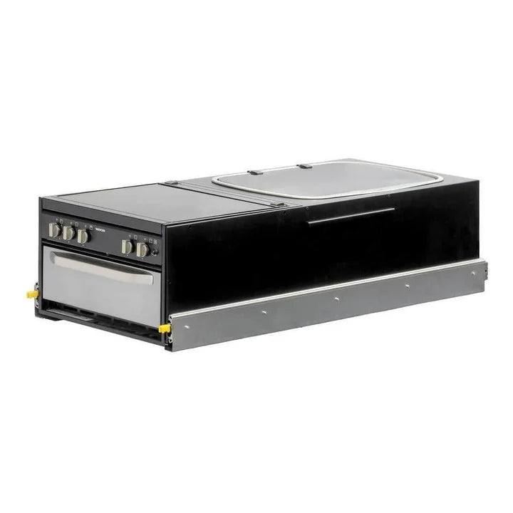 Kong Slide Out Kitchen 1200 x 500mm inc Thetford K1540 Mini Grill / MK3 Argent Sink - Black Vendor KNG-SOK1001B