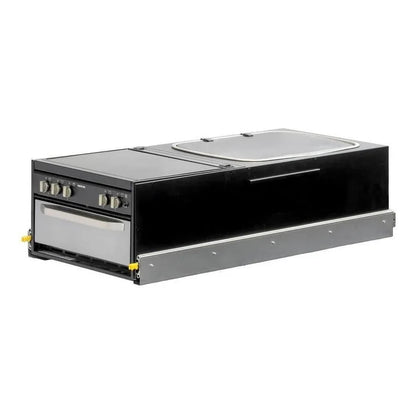 Kong Slide Out Kitchen 1200 x 500mm inc Thetford K1540 Mini Grill / MK3 Argent Sink - Black Vendor KNG-SOK1001B
