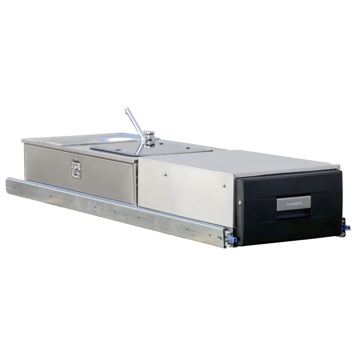 Kong Slide Out Kitchen Assembly Fridge/2 Gas Burner Inc Runners & Full Install Kit - Left Sink Drawer CCA-65099-1B