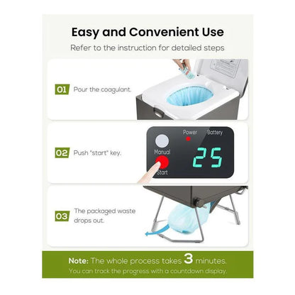 LooSeal EVO Auto Sealing Waterless Portable Toilet Grey CCA-LE310G