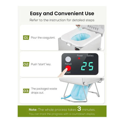 LooSeal EVO Auto Sealing Waterless Portable Toilet Grey CCA-LE310S