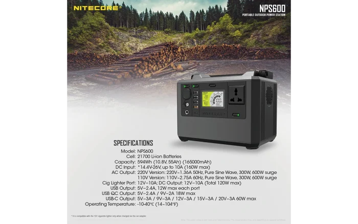 NITECORE Portable Outdoor Power Station, 600Wh NPS600