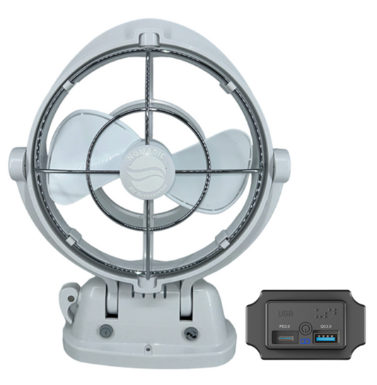 Nomadic RV Fan (White) & Fast Charger USB (Black) Combo NRVFAN0001