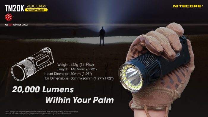 Nitecore TM20K Rechargeable Ultra-High Lumen Flashlight