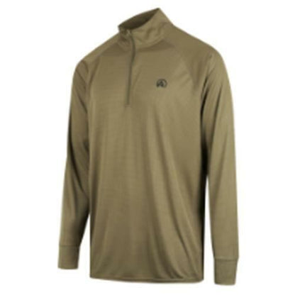 RIDGELINE MENS PERFORMANCE L/S QTR ZIP TOP DARK KHAKI XS RLCLSMLDK