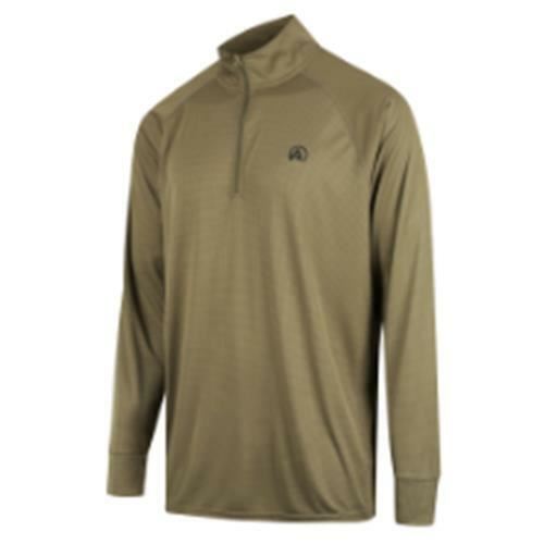 RIDGELINE MENS PERFORMANCE L/S QTR ZIP TOP DARK KHAKI XS RLCLSMLDK
