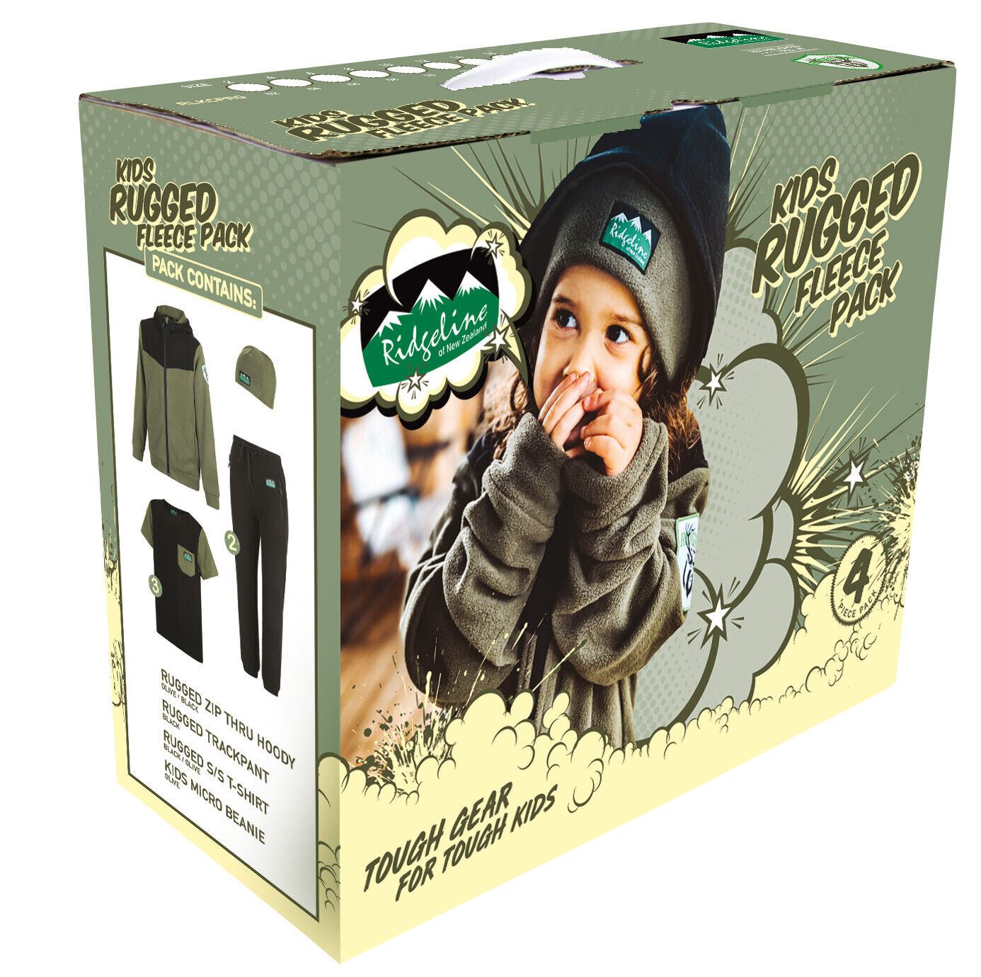 RIDGELINE KIDS RUGGED PACK FIELD OLIVE/BLACK 8 YR - RLKCPRGFOB08 RRP$119